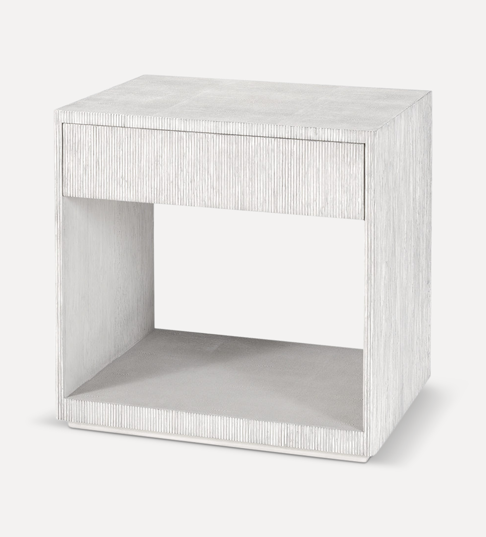 white solid hardwood frame side table