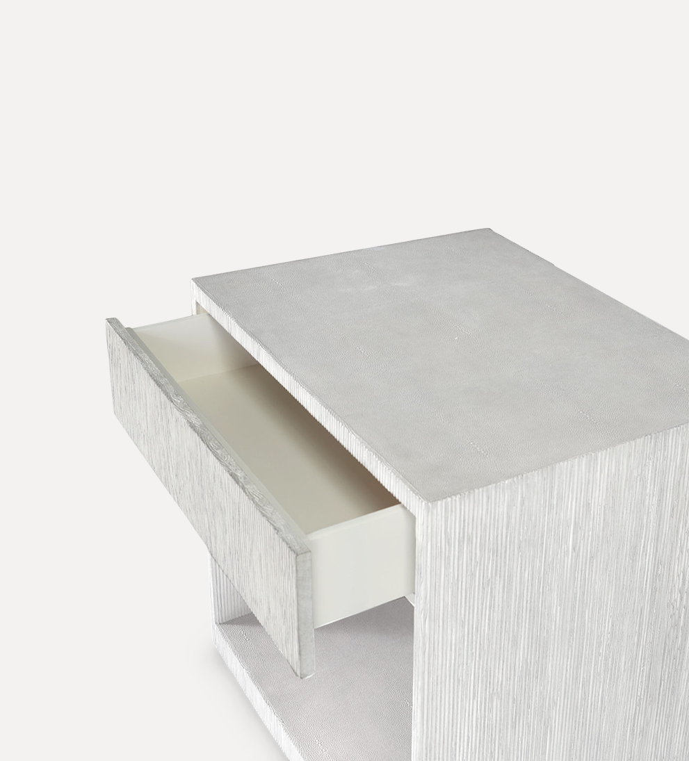 white solid hardwood frame side table