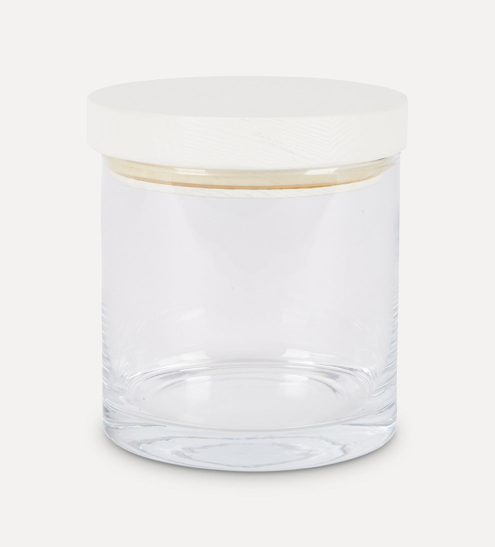 etúHOME White Wood Top Canister, Small