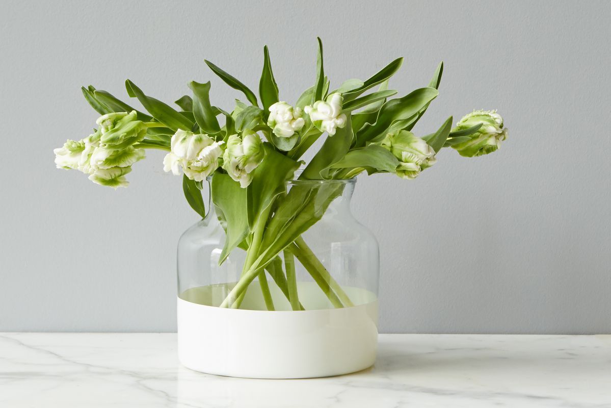 White garden dipped vase