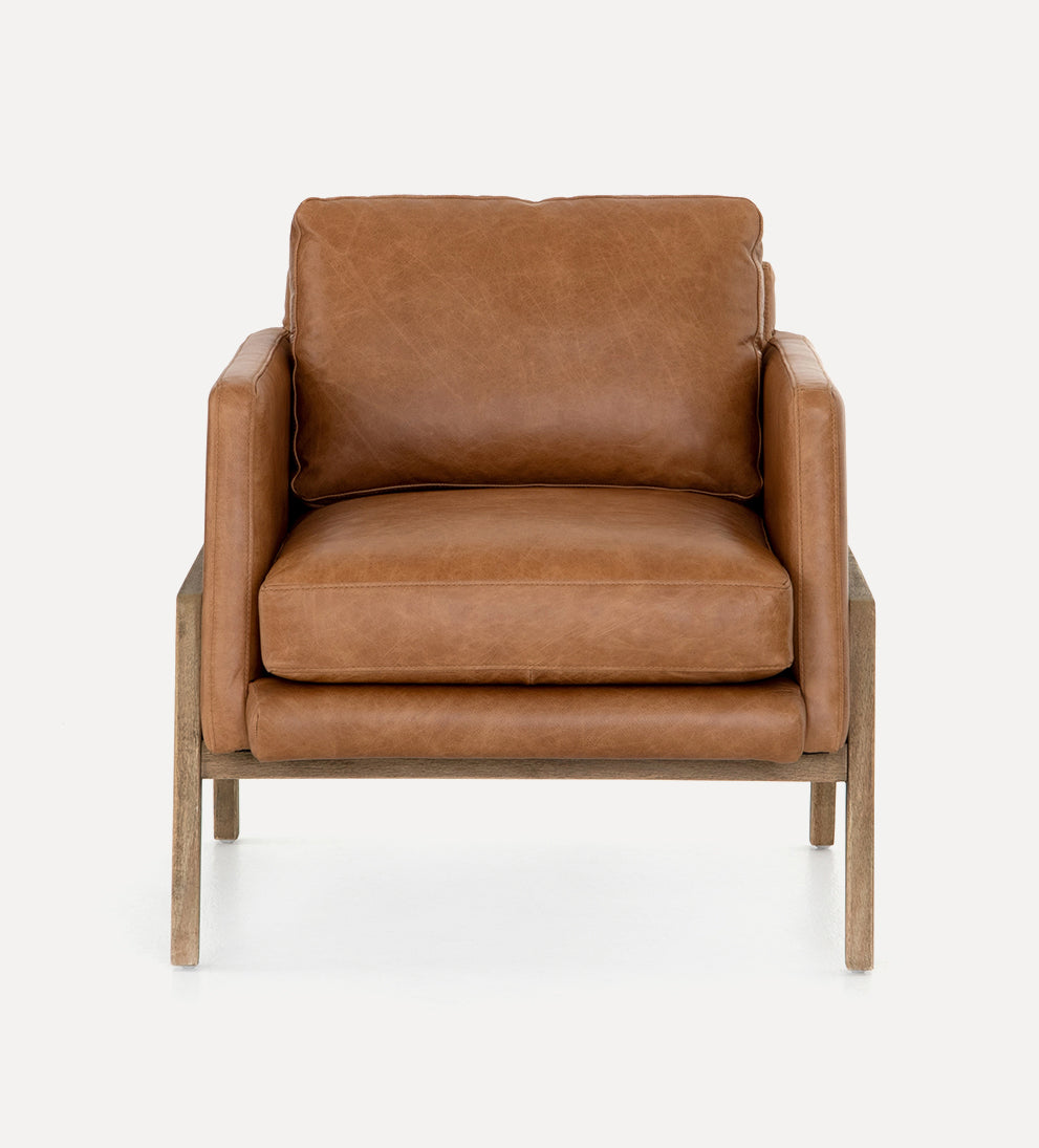 butterscotch-colored leather chair