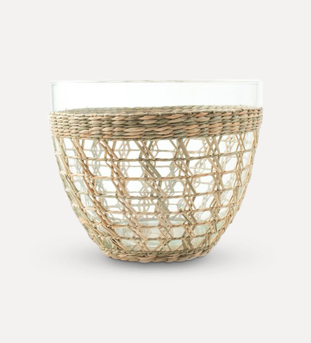 Removable cage glass salad bowl