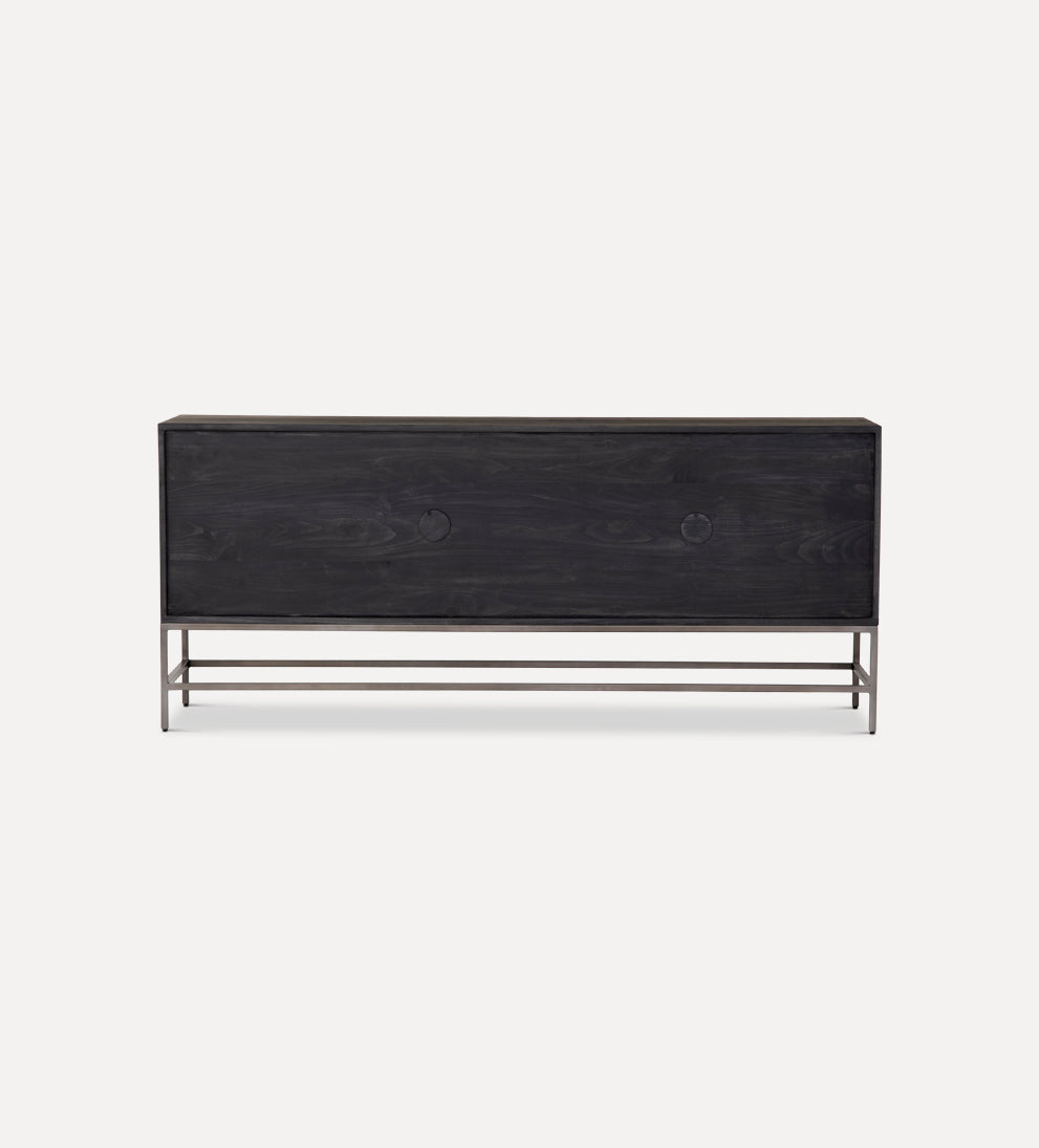 Black-washed poplar wood sideboard