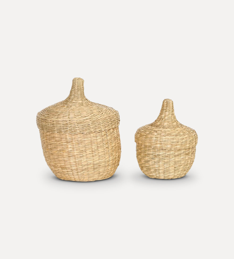 handwoven seagrass baskets