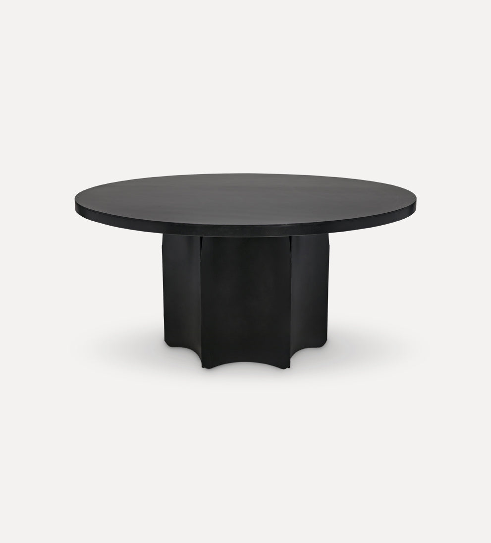 sleek black metal dining table