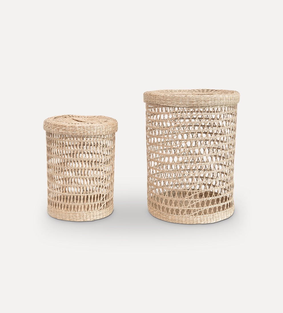 hand-woven seagrass basket set
