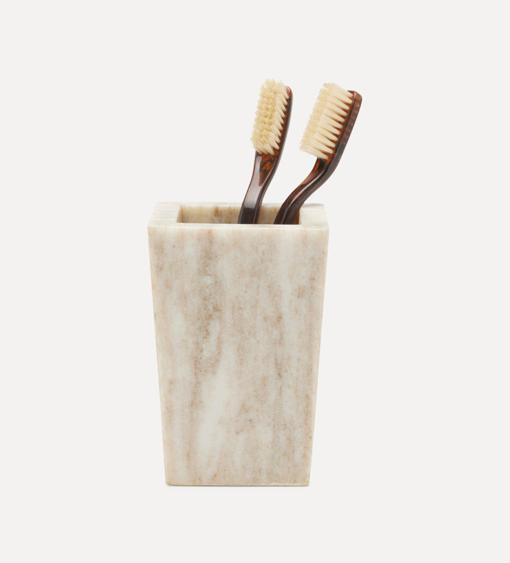 beige marble brush holder