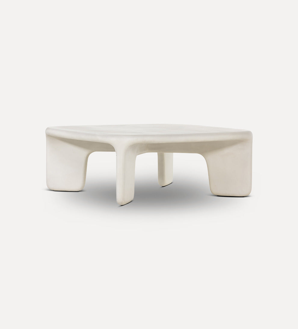 unique white concrete coffee table