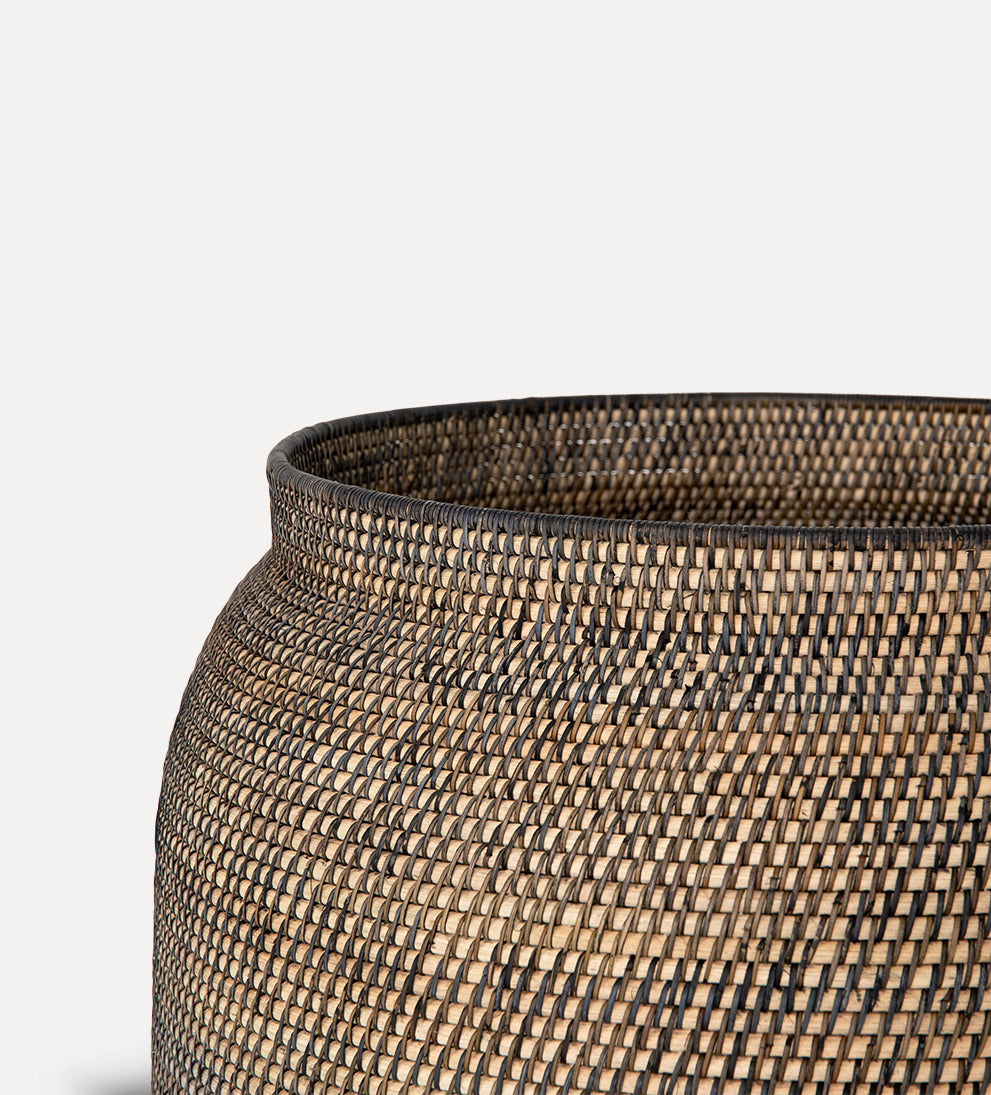 woven black rattan lombok basket